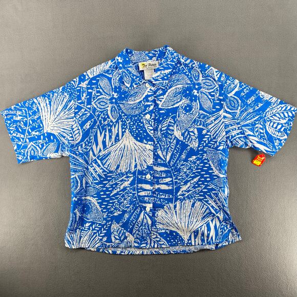 Vtg NOS 80s 90s Two Potato Resort Wear Button Down Shirt + Shorts Set S Blue - Picture 2 of 9